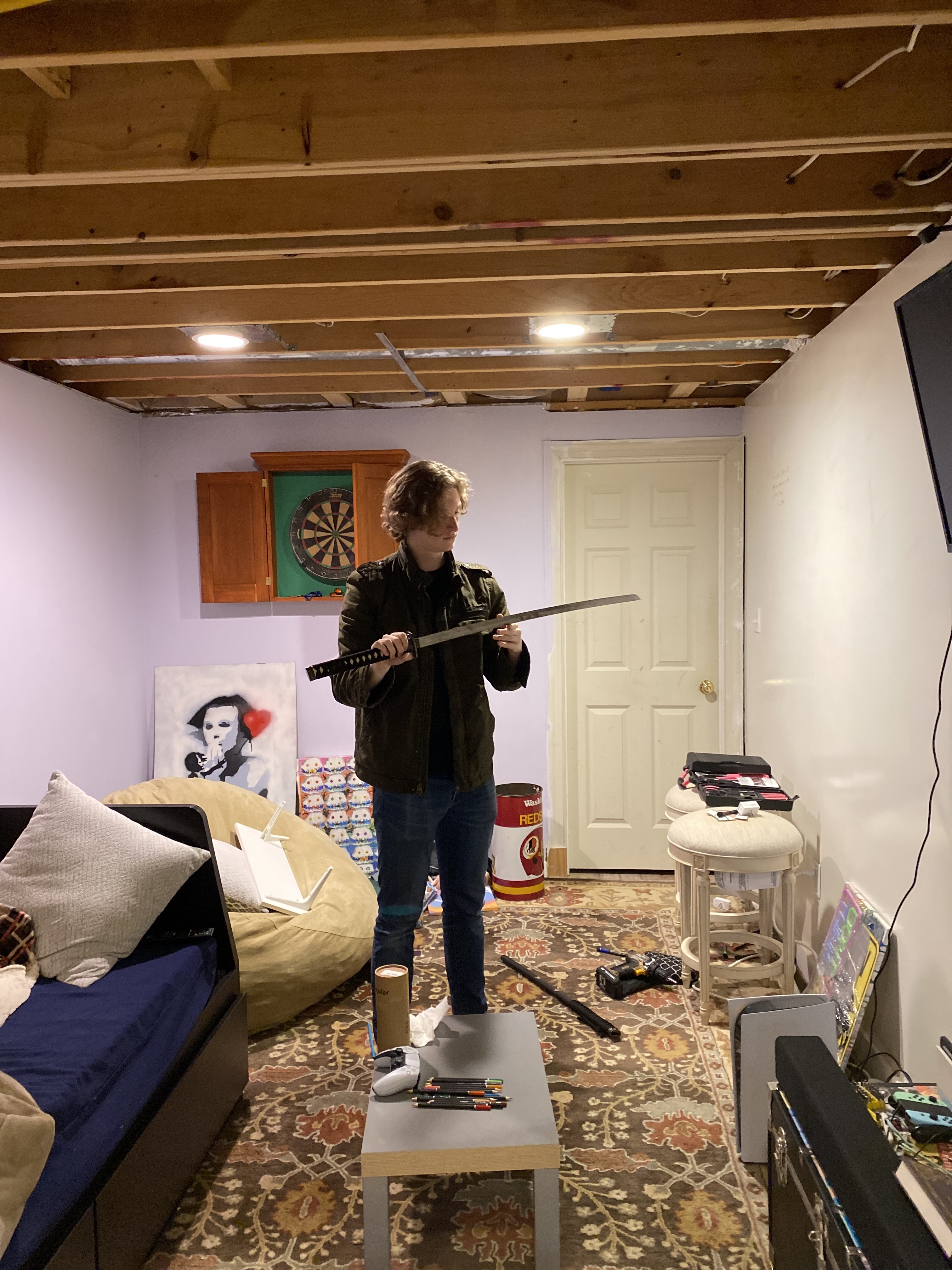 Ryan holding a katana.